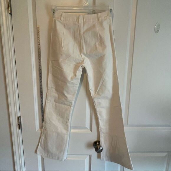 Colorful Natalie White Flare Jeans Size Small 24 Black Flame Print 100% Cotton - Picture 2 of 11